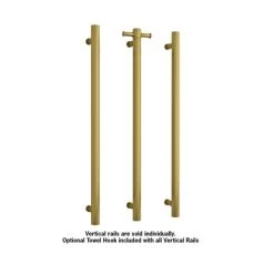 Thermogroup Brushed Gold Round Vertical Single Heated Towel Rail W142 X H900mm
