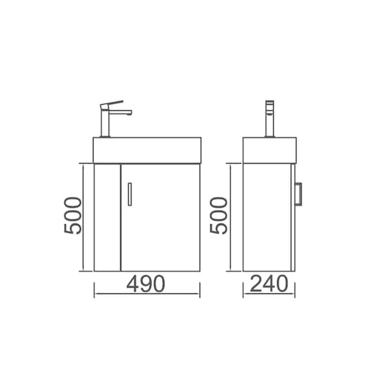 ECT Piccolo Ensuite Wall Hung Vanity With Ceramic Top 4 ECT Piccolo Ensuite Wall Hung Vanity With Ceramic Top - Image 2