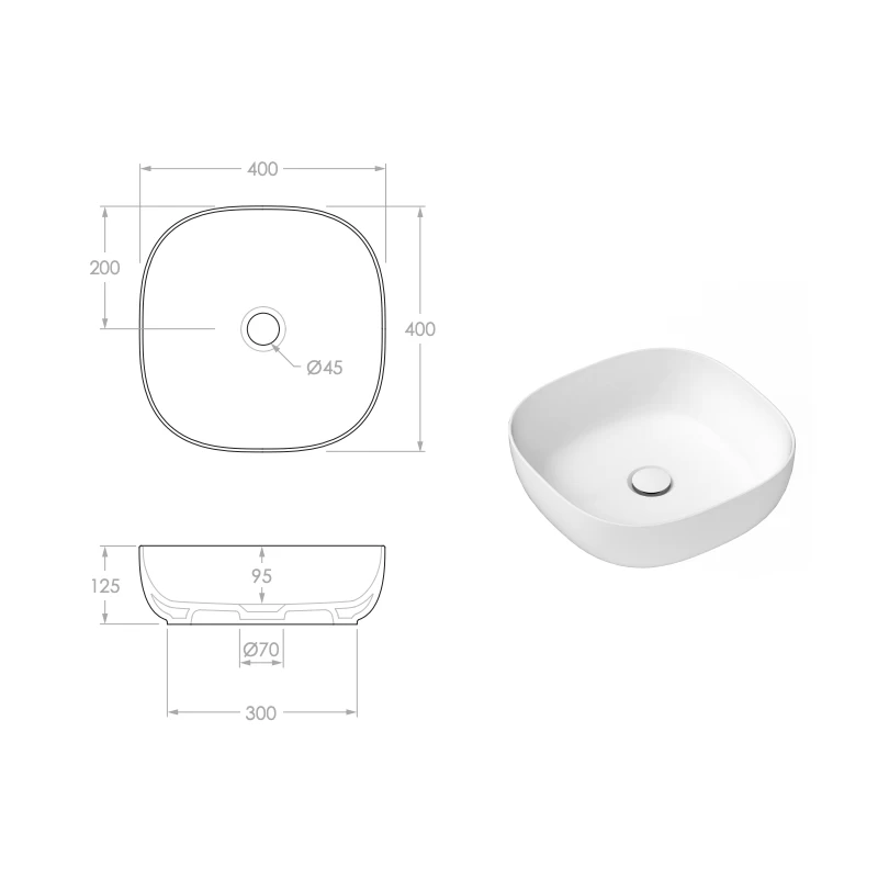 ADP Glam Square Above Counter Basin Matte Pearl 4 ADP Glam Square Above Counter Basin Matte Pearl - Image 2