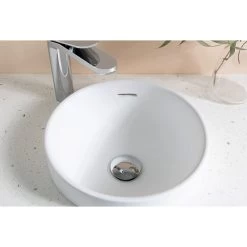 ADP Luka Semi-Inset Solid Surface Basin Gloss White -Bathroom Shop adp luka semi inset solid surface basin white lifestyle