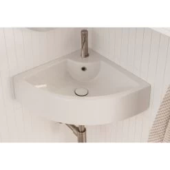 ADP Square Corner Wall Hung Basin Gloss White -Bathroom Shop adp square corner wall hung basin gloss white lifestyle TOPCSQC475GW