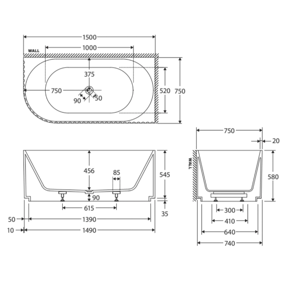 Fienza Eleanor 1500 Left Hand Corner Bath 4 Fienza Eleanor 1500 Left Hand Corner Bath - Image 2