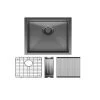 Fienza Hana 32L Single Kitchen Sink Kit PVD Carbon Metal -Bathroom Shop hana 32l single kitchen sink kit pvd carbon metal e1646088264783