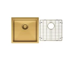 Fienza Hana 32L Single Kitchen Sink Kit PVD Rugged Brass -Bathroom Shop hana 32l single kitchen sink kit pvd rugged brass 2