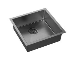 Fienza Hana 32L Single Kitchen Sink Carbon Metal -Bathroom Shop hana 32l single kitchen sink pvd carbon metal 2