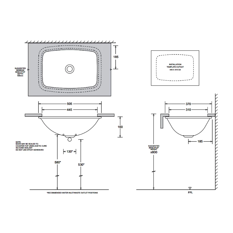 Johnson Suisse Emilia Rectangular Undercounter Vanity Basin With 32mm Pop-up Waste 4 Johnson Suisse Emilia Rectangular Undercounter Vanity Basin With 32mm Pop-up Waste - Image 2