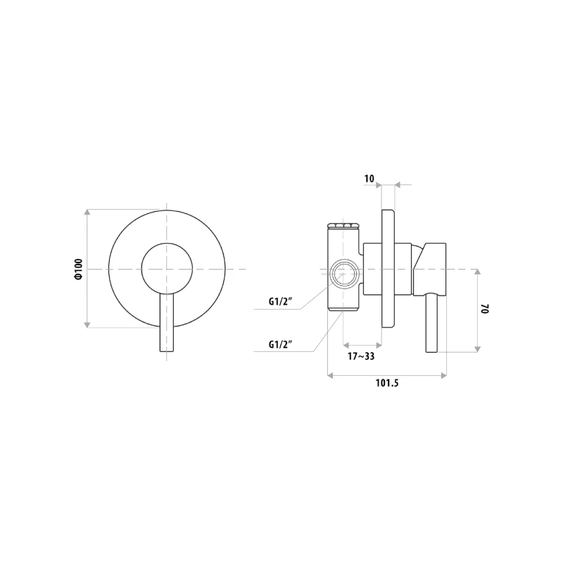 Linkware Dan Elle Wall Mixer Round Plate 4 Linkware Dan Elle Wall Mixer Round Plate - Image 2