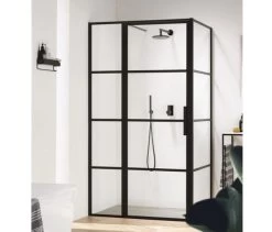 Decina Manhattan 1200 Framed Shower Screen Left Hand Handle -Bathroom Shop manhattan 1200 alcove screen with return panel