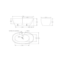 Millennium Celine Oval Freestanding Bath 1700mm -Bathroom Shop millennium celine oval freestanding bath 1700mm specs