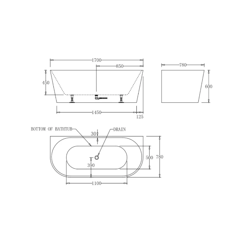 Millennium Kiato Wall Faced Freestanding Bath 1700mm 4 Millennium Kiato Wall Faced Freestanding Bath 1700mm - Image 2