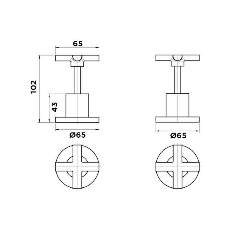 Mixx Cocoa Cross Handle Wall Stops 4 Mixx Cocoa Cross Handle Wall Stops - Image 2