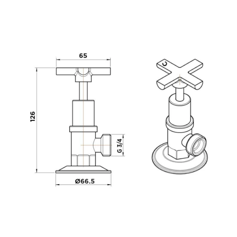 Mixx Cocoa Cross Handle Washing Machine Taps 4 Mixx Cocoa Cross Handle Washing Machine Taps - Image 2