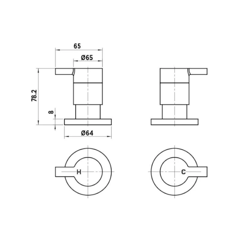 Mixx Cocoa Lever 1/4 Turn C/Disc Wall Stops Set 4 Mixx Cocoa Lever 1/4 Turn C/Disc Wall Stops Set - Image 2