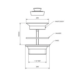 Ram 32/40mm 2 Part Basin Waste With Bowen Stopper -Bathroom Shop ram 32mm tapered top 40mm bsp base 2 part basin waste with bowen stopper specs