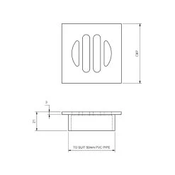 Ram 50mm Plain Pattern Floor Waste Square -Bathroom Shop ram 50mm plain pattern floor waste square specs 1