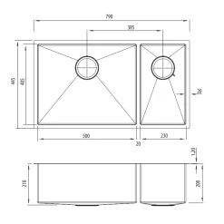 Oliveri Spectra 1 & 1/2 Bowl Sink Black -Bathroom Shop sb35bk spec