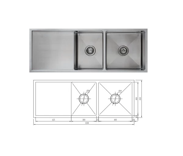 Uptown UTR5 1 & 3/4 Bowl Sink With Drainer 3 Uptown UTR5 1 & 3/4 Bowl Sink With Drainer