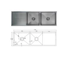 Uptown UTR7 Double Bowl Sink With Drainer
