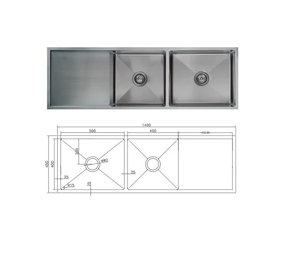 Uptown UTR7 Double Bowl Sink With Drainer 3 Uptown UTR7 Double Bowl Sink With Drainer