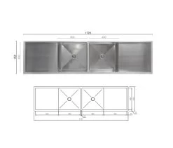 Uptown Alfresco Double Bowl Sink With Double Drainer 1725 UTR8-A
