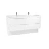 Impressions Vivo 1500mm Vanity Unit Double Bowl With Cube Square Ceramic Top -Bathroom Shop vcvi15dsqw