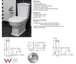 Fienza RAK Washington Ivory Close-Coupled Toilet Suite -Bathroom Shop washington specs